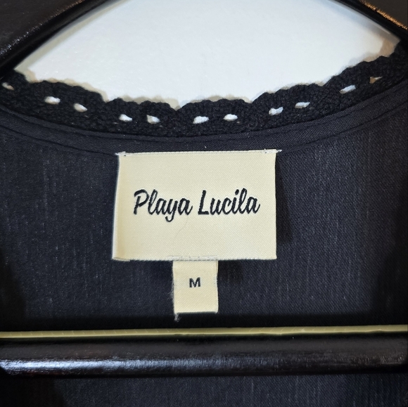 Playa Lucila Black Eyelet Maxi Sun Dress Medium Sundress - Picture 9 of 11